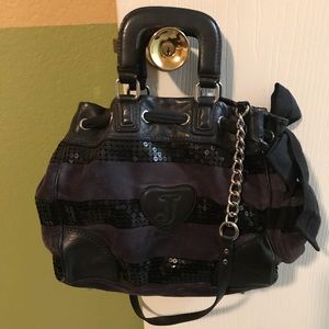 Juicy Couture navy blue velour an sequins bag